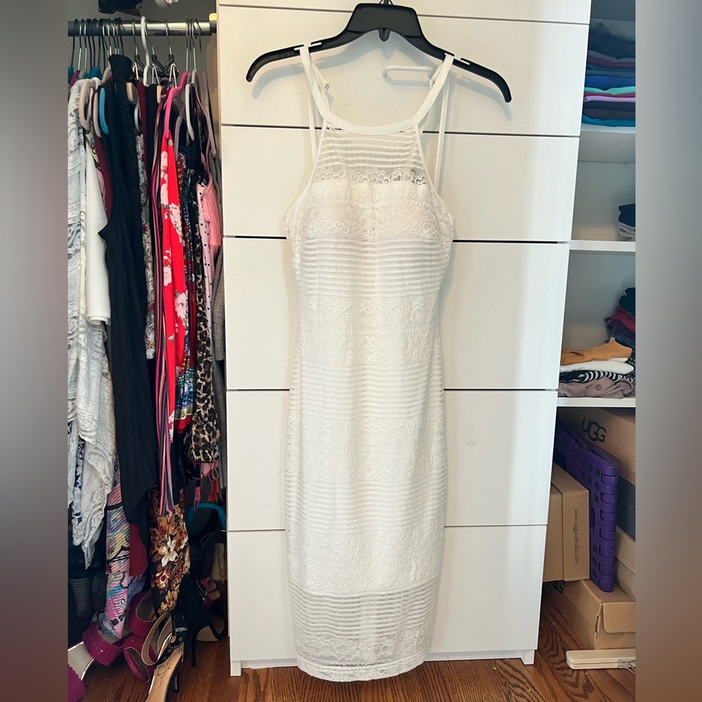 GUESS White Spring Midi Dress Sz 2